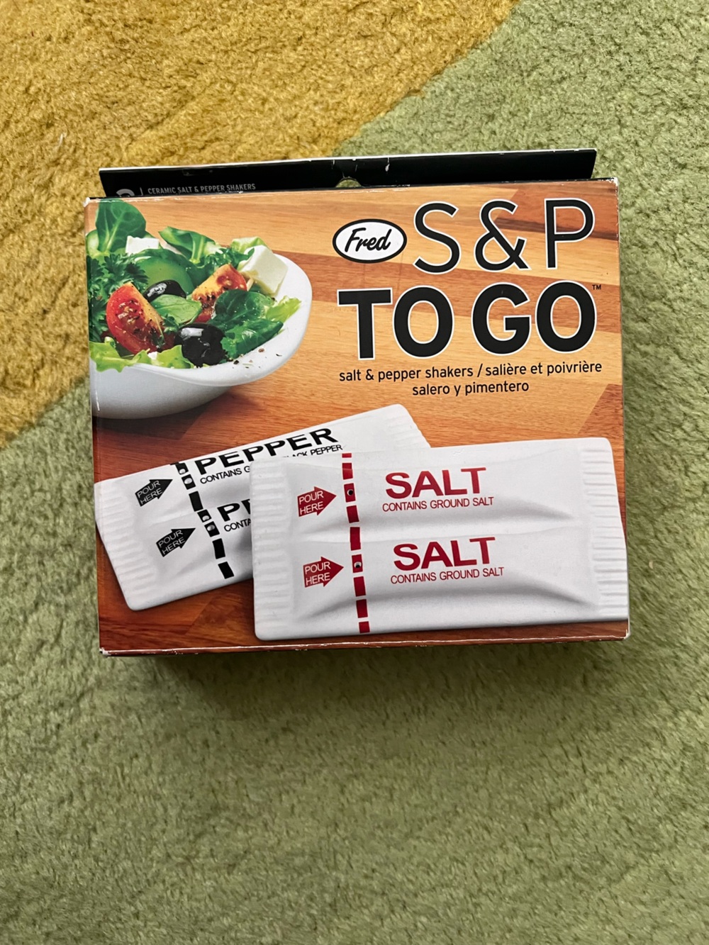 NIB Fred Salt & Pepper To-Go Packets - White with Red and Black Accents